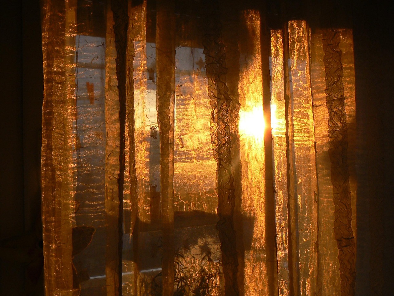 Sunlight passing through window curtains